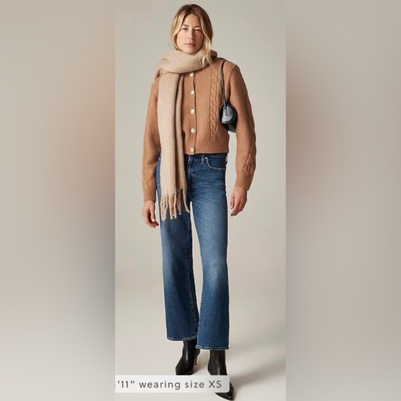 J.Crew Cable-knit cardigan sweater in burgundy - Picture 2 of 11